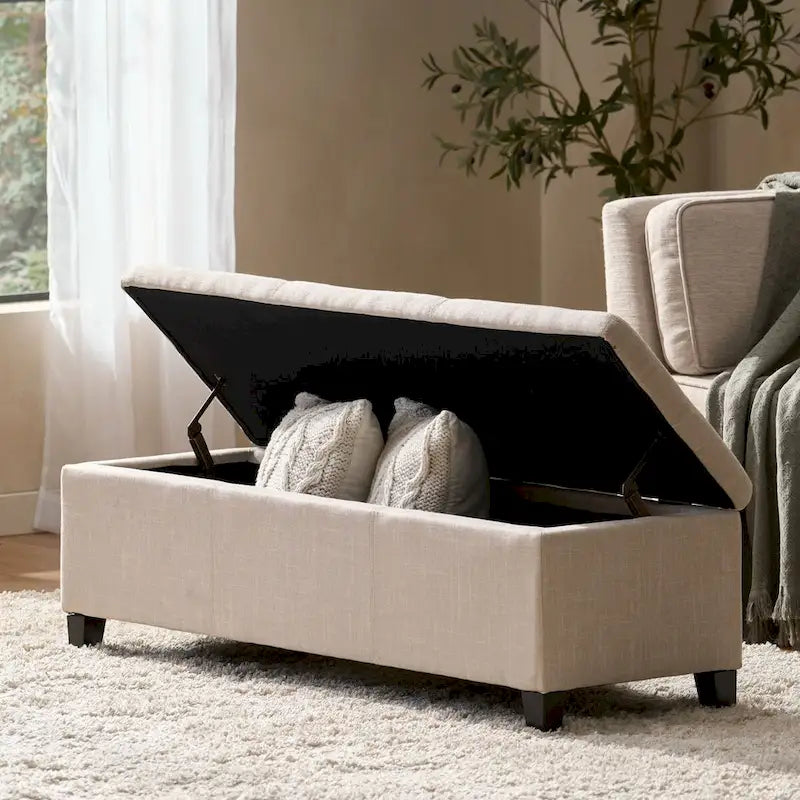 Banc de rangement capitonné pour chambre à coucher, salon ou entrée