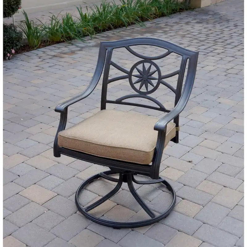 Ensemble de salle à manger d'extérieur 11 pièces Ten Star (avec 2 fauteuils pivotants à bascule) avec coussins et table à rallonge rectangulaire 42 x 92/ 42 x 120