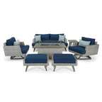 Ensemble de conversation d'extérieur Portofino Casual 7 pièces avec braséro, fonction pivotante et coussins Sunbrella
