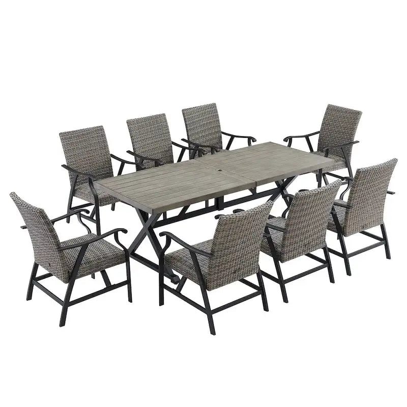 Ensemble de salle à manger en osier pour patio extérieur avec fauteuils et table