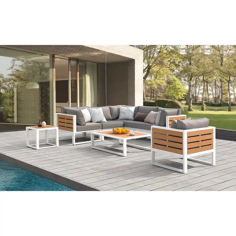 Canapé d'extérieur, Tables, Salon de jardin en aluminium