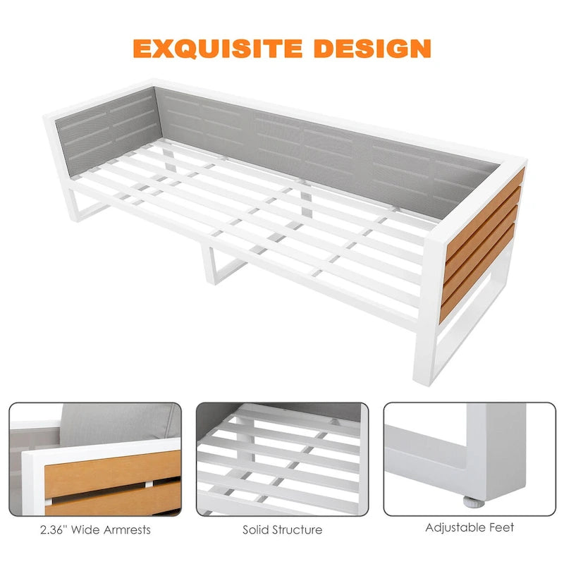 Canapé d'extérieur, Tables, Salon de jardin en aluminium
