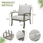 Ensemble de conversation en aluminium 4 places pour patio avec table basse, causeuse et coussins gris clair