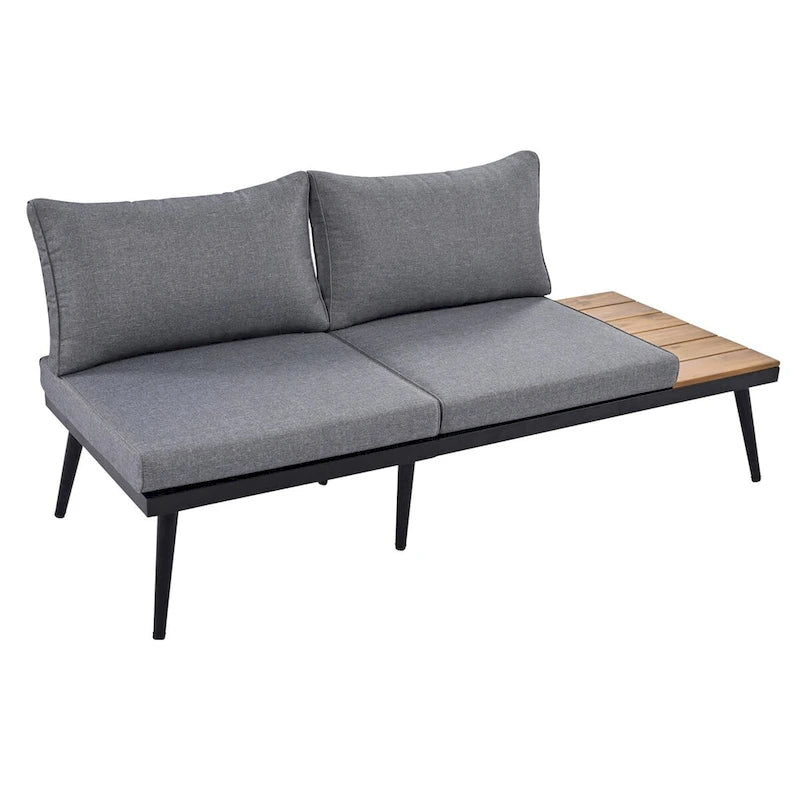 Ensemble de canapé d'angle d'extérieur en bois d'acacia gris