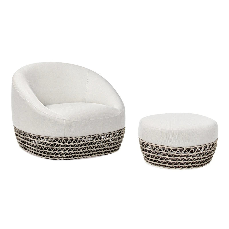 Fauteuil d'extérieur en osier et ottoman Willow 35,5 po