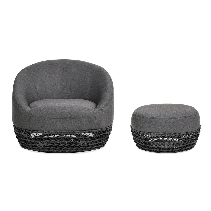 Fauteuil d'extérieur en osier et ottoman Willow 35,5 po