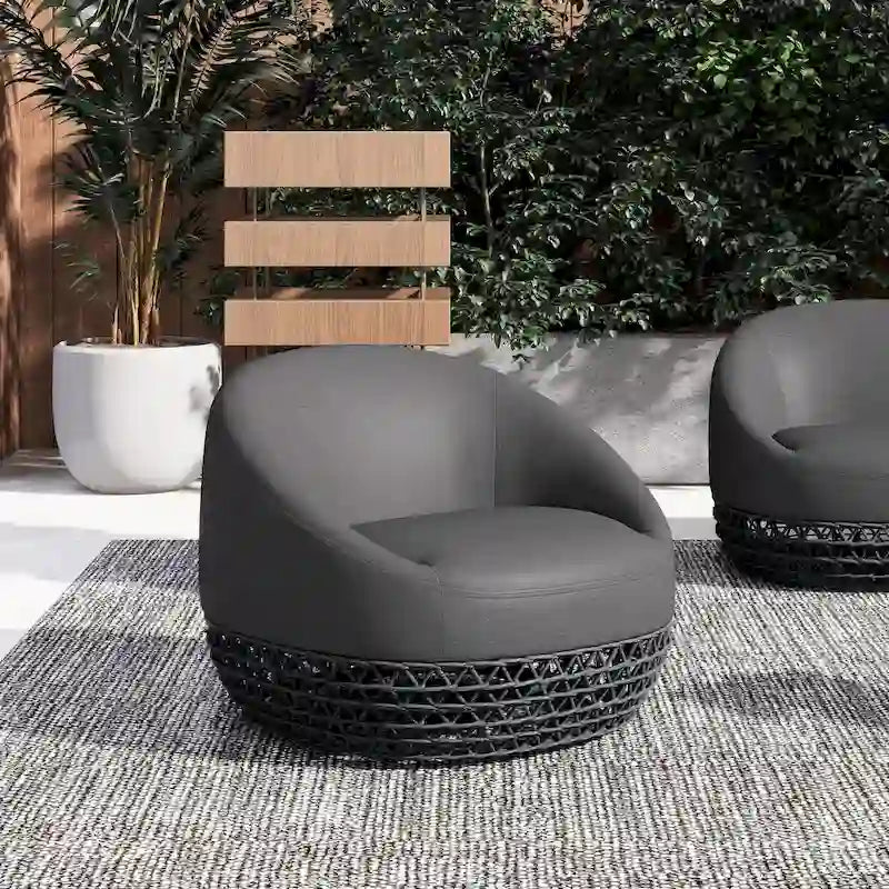 Fauteuil d'extérieur en osier et ottoman Willow 35,5 po