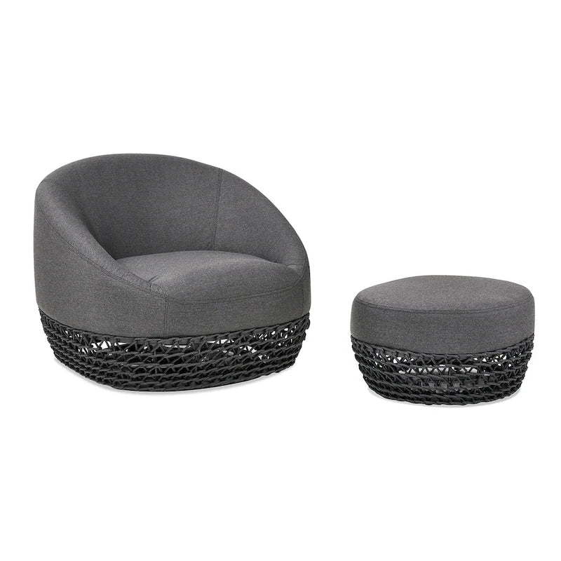 Fauteuil d'extérieur en osier et ottoman Willow 35,5 po