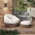 Fauteuil d'extérieur en osier et ottoman Willow 35,5 po