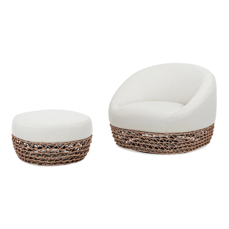 Fauteuil d'extérieur en osier et ottoman Willow 35,5 po