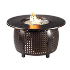 Ensemble table de brasero ronde en aluminium de 112 cm pour l'extérieur avec quatre fauteuils pivotants à bascule profonds et accessoires