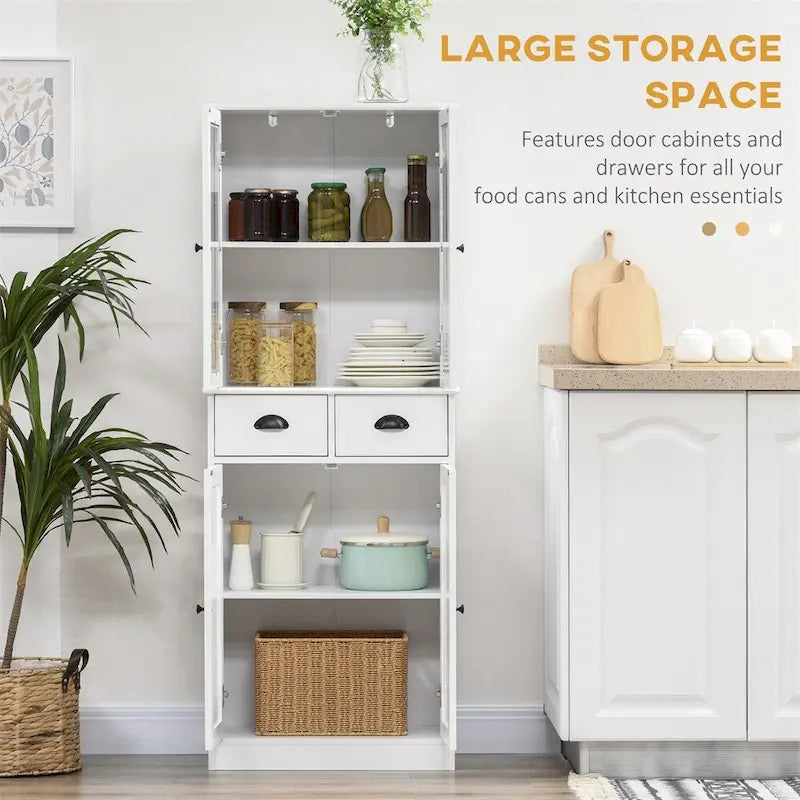 Meuble de rangement de cuisine autoportant avec étagères réglables et tiroirs
