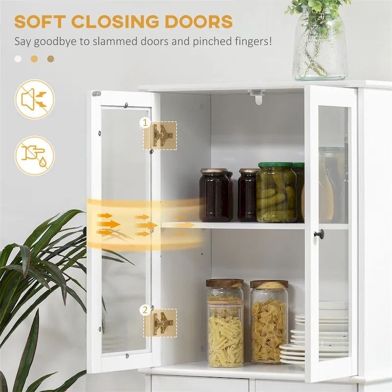 Meuble de rangement de cuisine autoportant avec étagères réglables et tiroirs