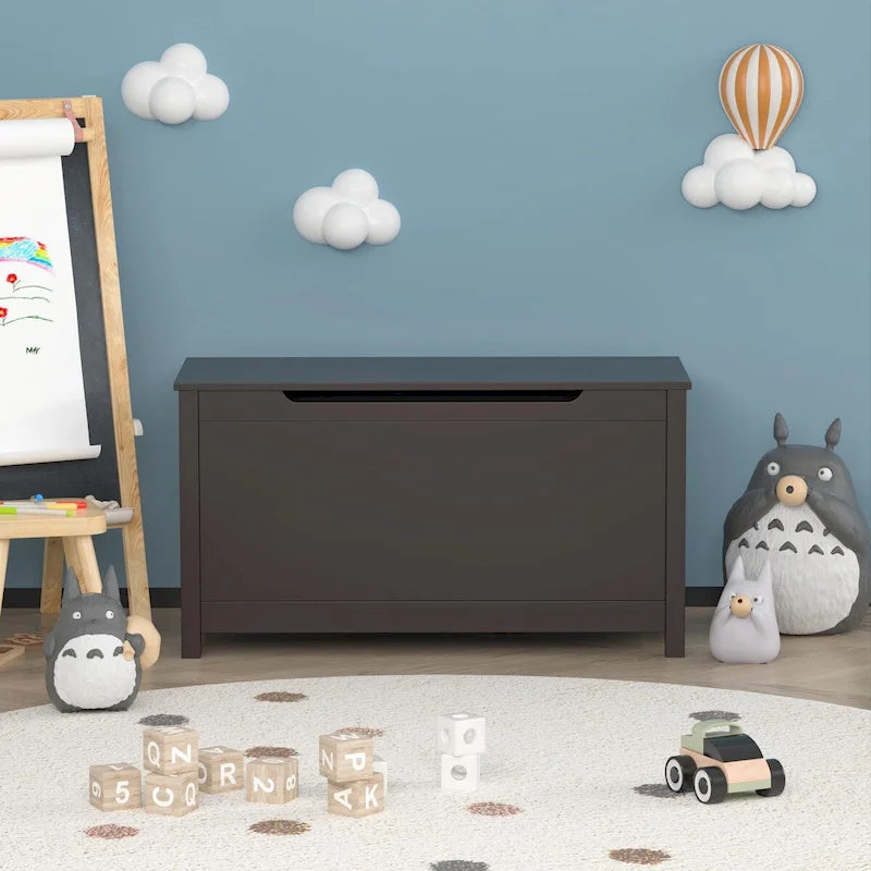 Coffre de rangement en bois pour jouets pour enfants avec couvercle à charnière de sécurité, pour les 3 ans et plus