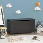 Kids Wooden Toy Box Storage with Safety Hinged Lid for Ages 3+