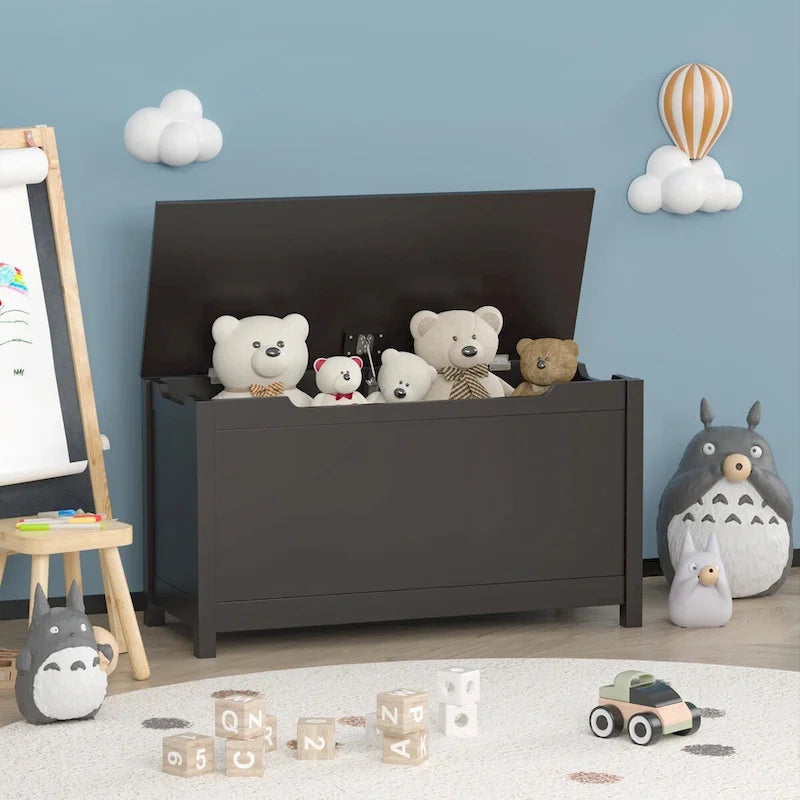 Coffre de rangement en bois pour jouets pour enfants avec couvercle à charnière de sécurité, pour les 3 ans et plus