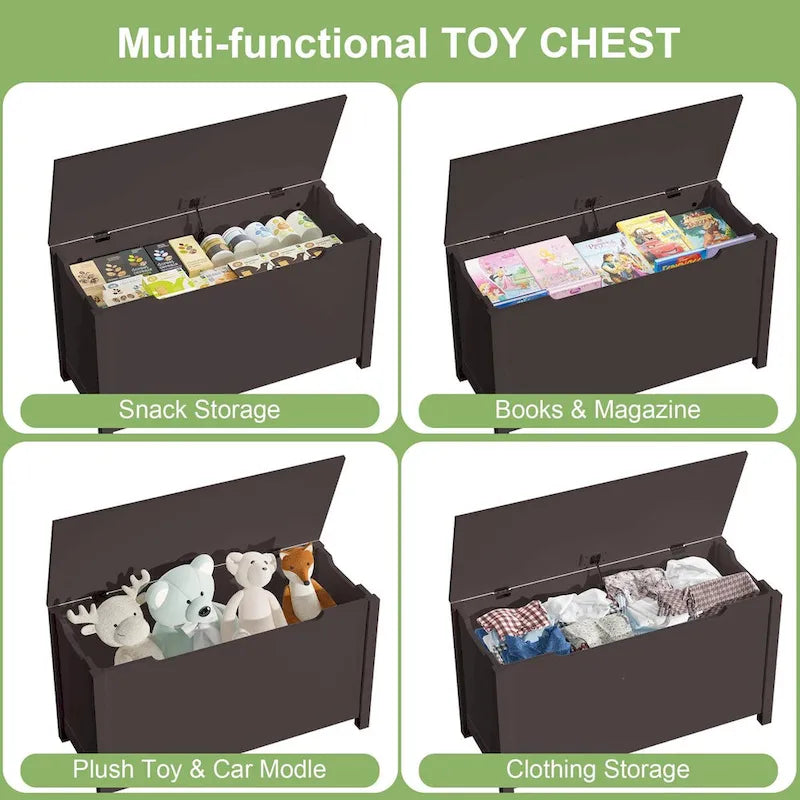 Coffre de rangement en bois pour jouets pour enfants avec couvercle à charnière de sécurité, pour les 3 ans et plus