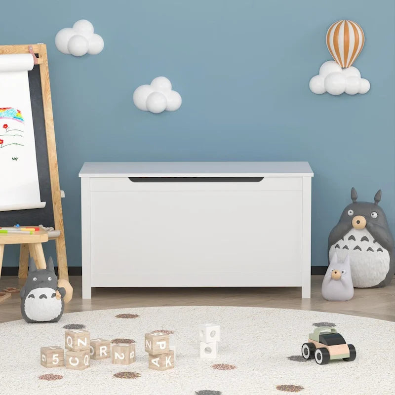 Coffre de rangement en bois pour jouets pour enfants avec couvercle à charnière de sécurité, pour les 3 ans et plus