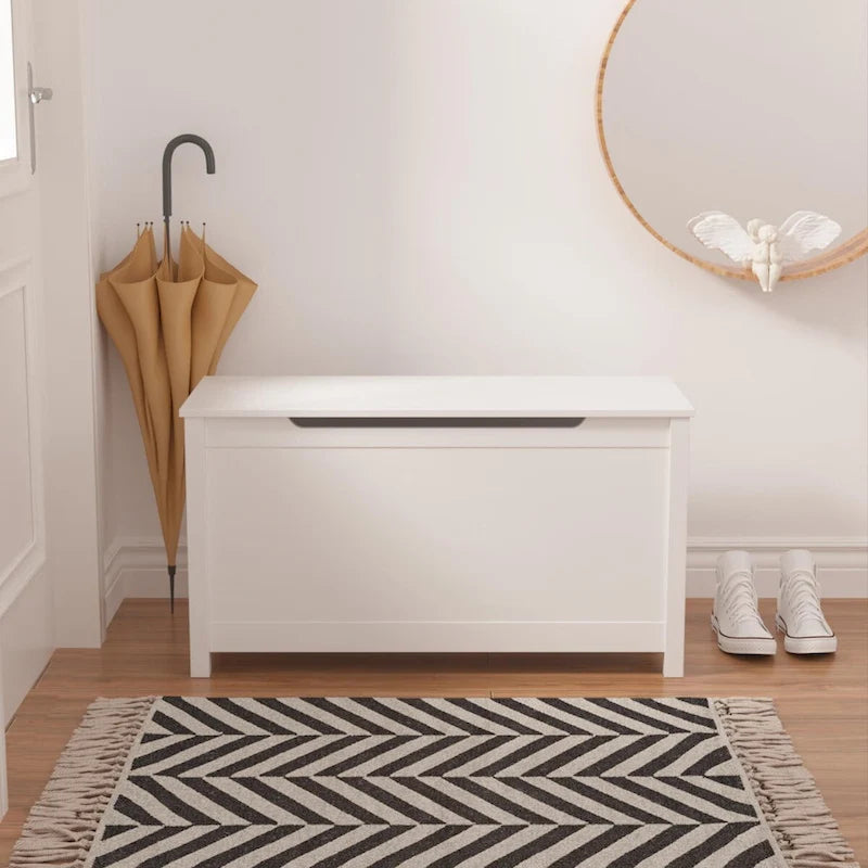 Coffre de rangement en bois pour jouets pour enfants avec couvercle à charnière de sécurité, pour les 3 ans et plus
