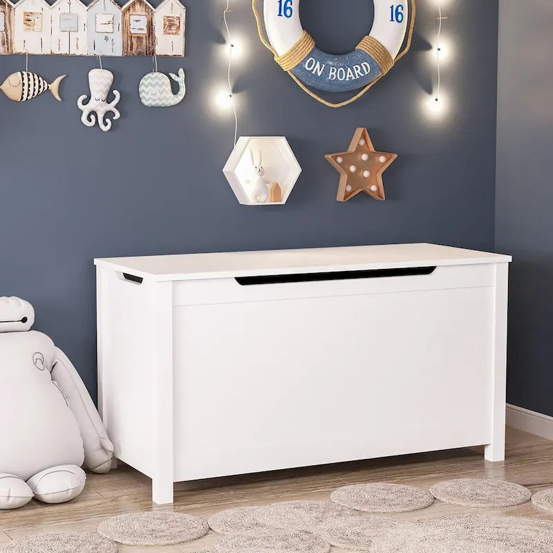 Coffre de rangement en bois pour jouets pour enfants avec couvercle à charnière de sécurité, pour les 3 ans et plus