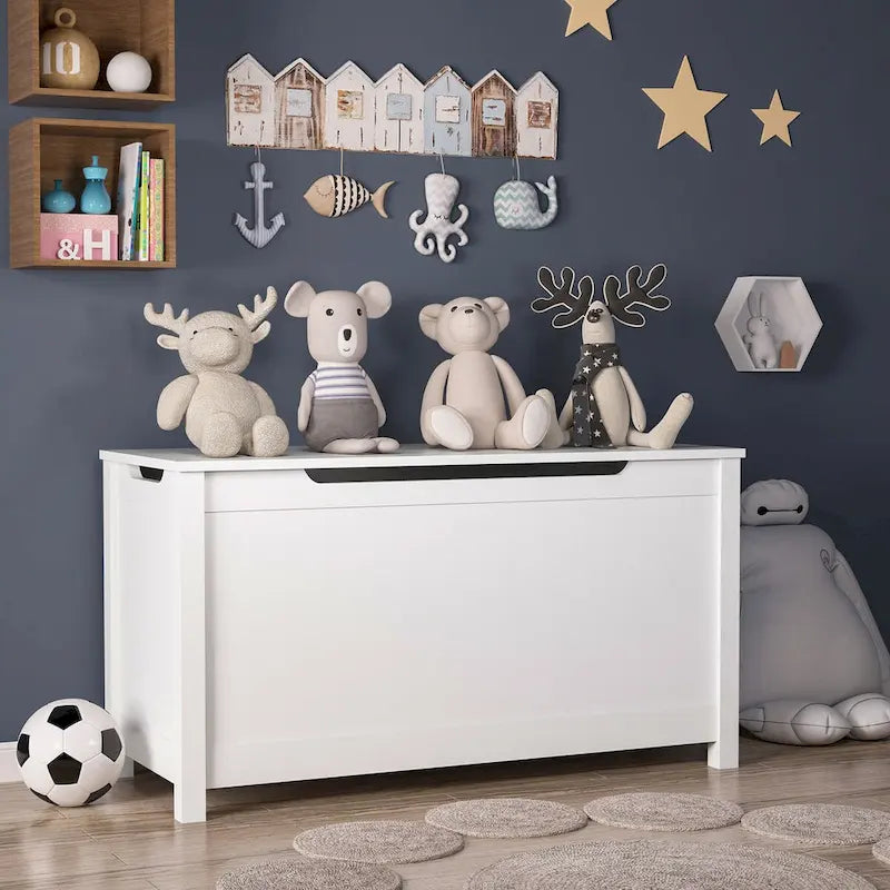 Coffre de rangement en bois pour jouets pour enfants avec couvercle à charnière de sécurité, pour les 3 ans et plus