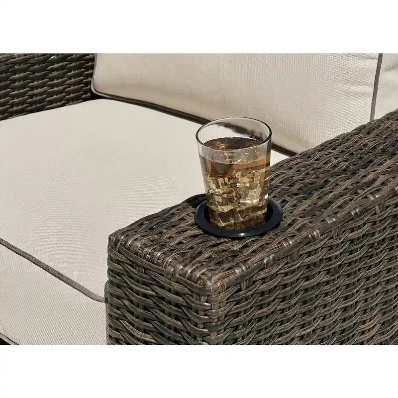 Fauteuil inclinable pivotant d'extérieur Signature Design by Ashley Coastline Bay marron avec coussin - 42,63 L x 36,25 P x 35 H
