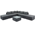 Canapé d'angle réversible de jardin en osier 8 pièces avec coussins