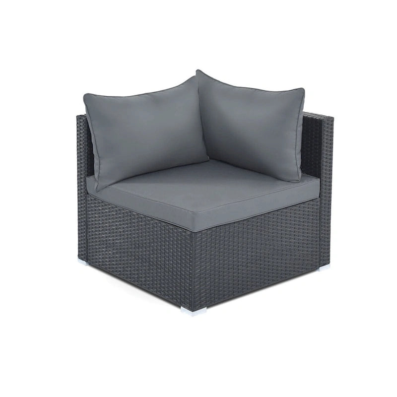 Canapé d'angle réversible de jardin en osier 8 pièces avec coussins