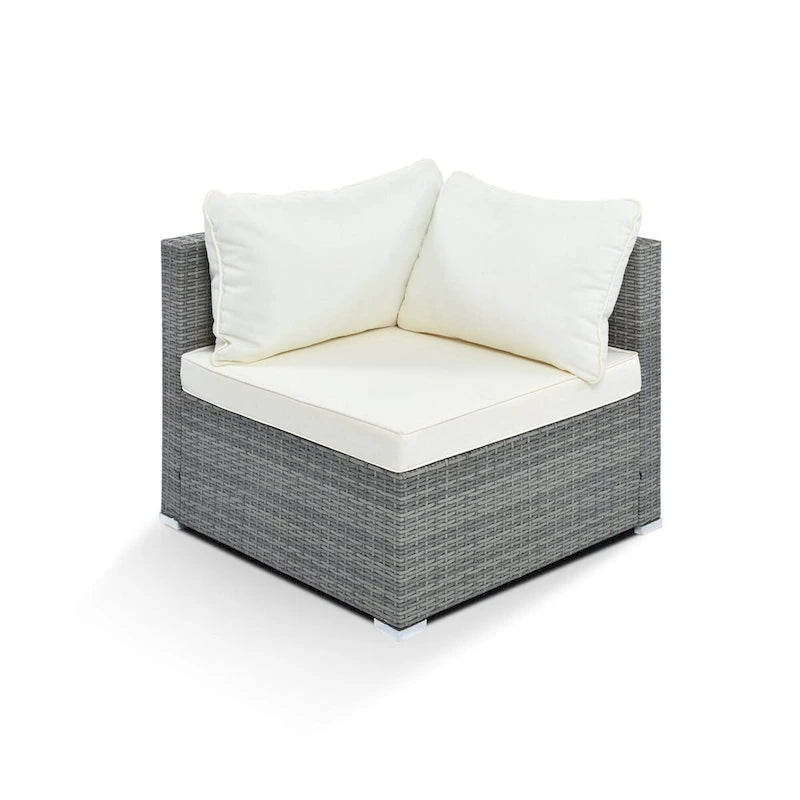 Canapé d'angle réversible de jardin en osier 8 pièces avec coussins