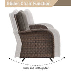 Canapé-balancelle de patio et fauteuil pivotant avec repose-pieds - Marron