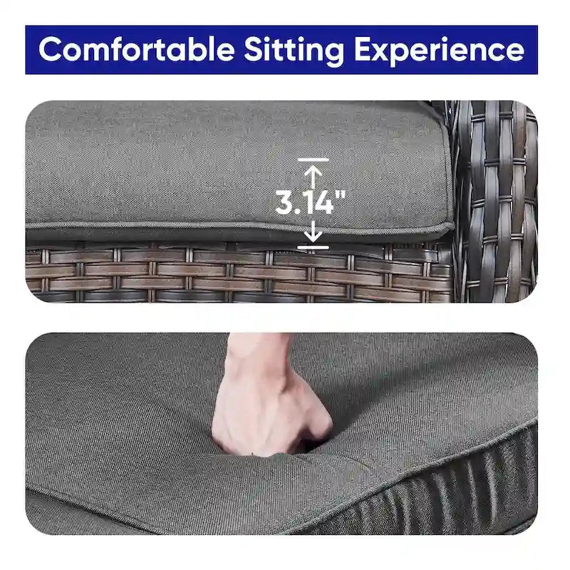 Canapé-balancelle de patio et fauteuil pivotant avec repose-pieds - Marron