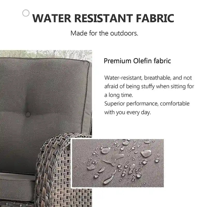 Canapé-balancelle de patio et fauteuil pivotant avec repose-pieds - Marron