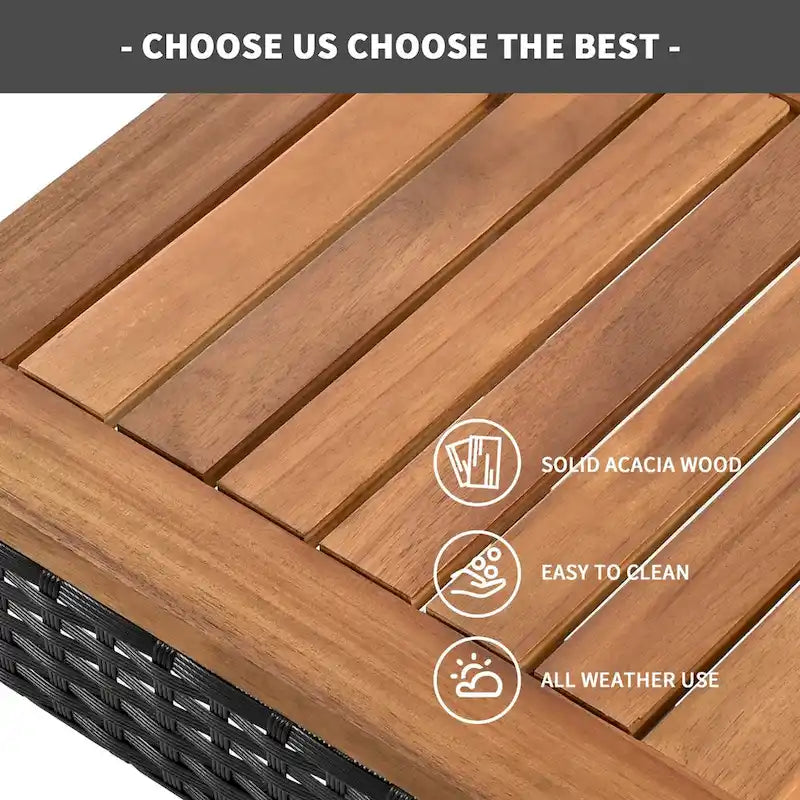 Table d'extérieur 10 pièces, 8 tabourets avec coussins, table à manger en rotin PE, plateau pliable, mobilier de patio tout temps