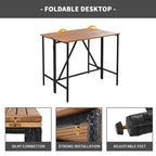 Table d'extérieur 10 pièces, 8 tabourets avec coussins, table à manger en rotin PE, plateau pliable, mobilier de patio tout temps