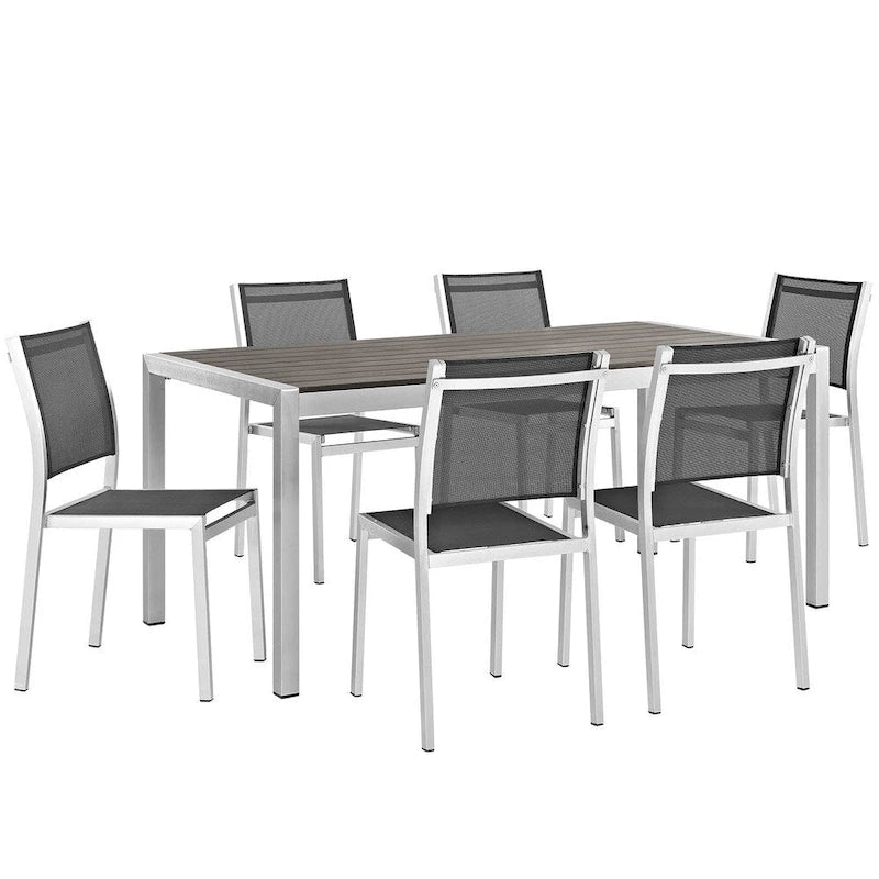 Ensemble de salle à manger d'extérieur 7 pièces en aluminium Shore