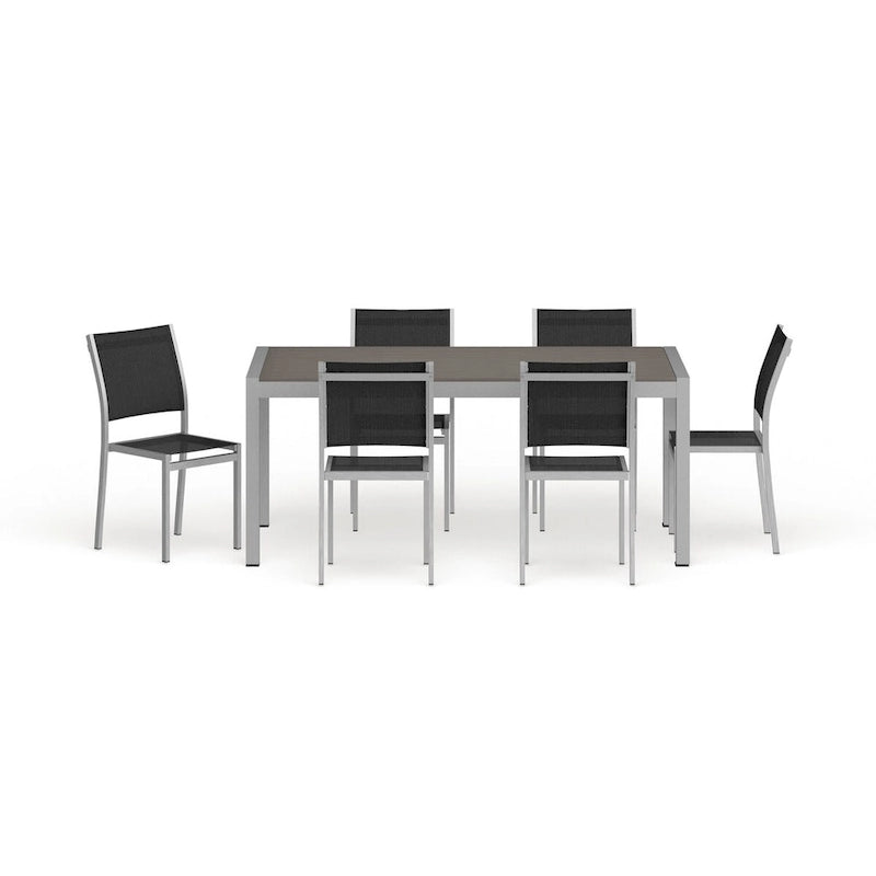 Ensemble de salle à manger d'extérieur 7 pièces en aluminium Shore