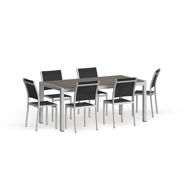 Ensemble de salle à manger d'extérieur 7 pièces en aluminium Shore