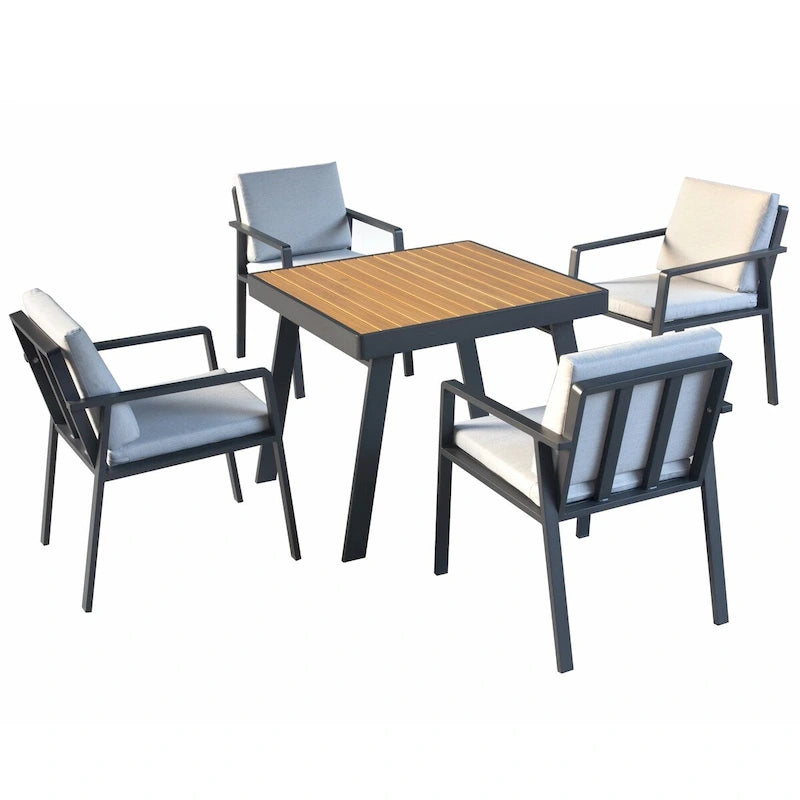 HIGOLD Nofi Ensemble repas de 5 pièces en aluminium pour patio, anthracite mat