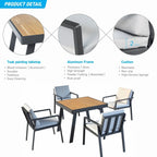 HIGOLD Nofi Ensemble repas de 5 pièces en aluminium pour patio, anthracite mat