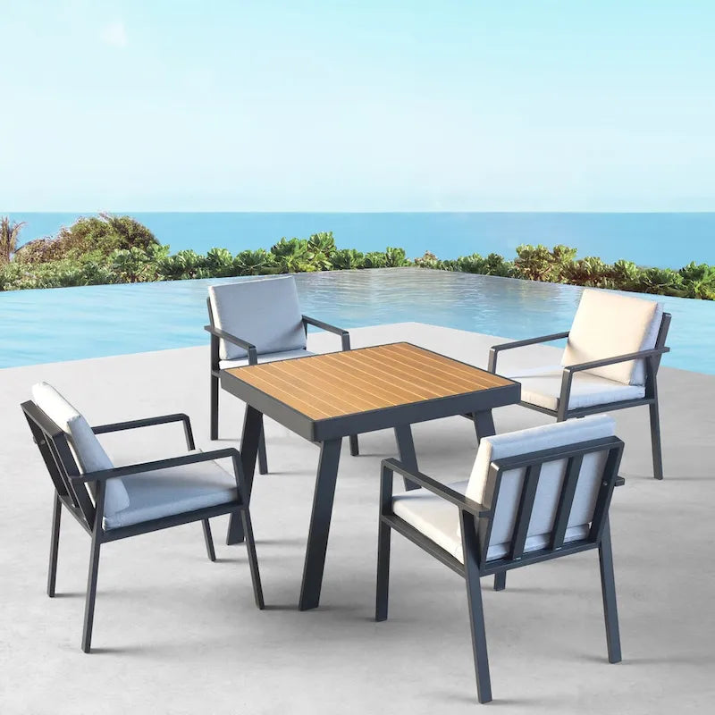 HIGOLD Nofi Ensemble repas de 5 pièces en aluminium pour patio, anthracite mat