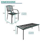 Table en fer grillagé rectangulaire avec chaise (lot de 9)