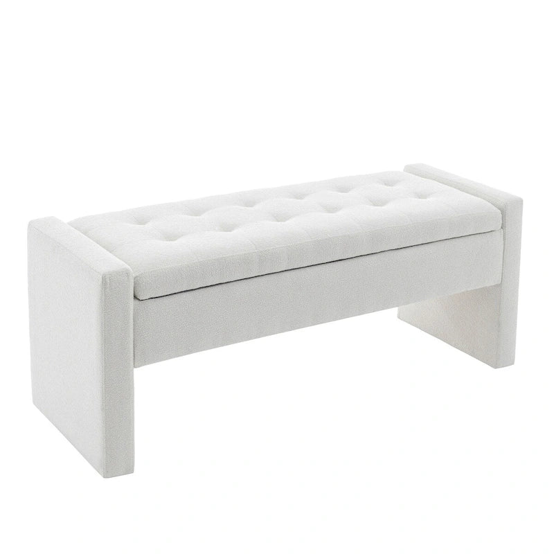 Banc de rangement Home Etta en tissu bouclette