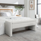 Banc de rangement Home Etta en tissu bouclette