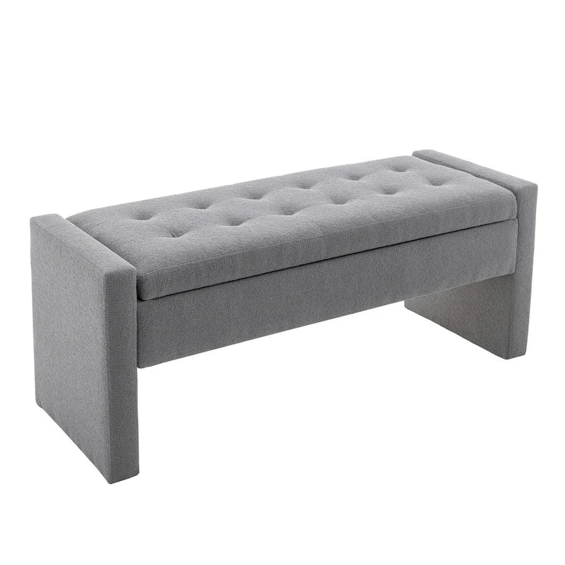 Banc de rangement Home Etta en tissu bouclette