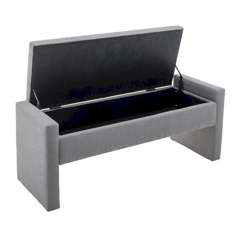 Banc de rangement Home Etta en tissu bouclette