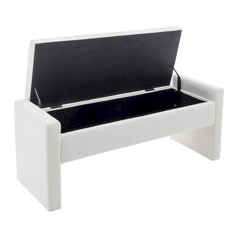Banc de rangement Home Etta en tissu bouclette