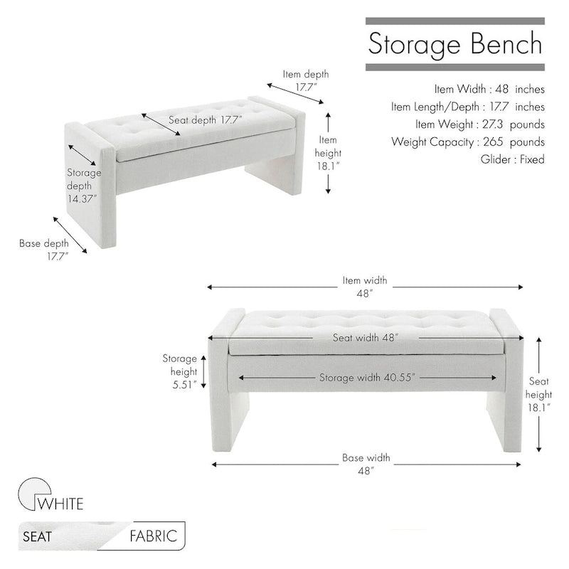 Banc de rangement Home Etta en tissu bouclette