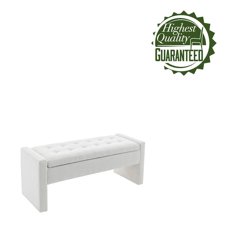 Banc de rangement Home Etta en tissu bouclette