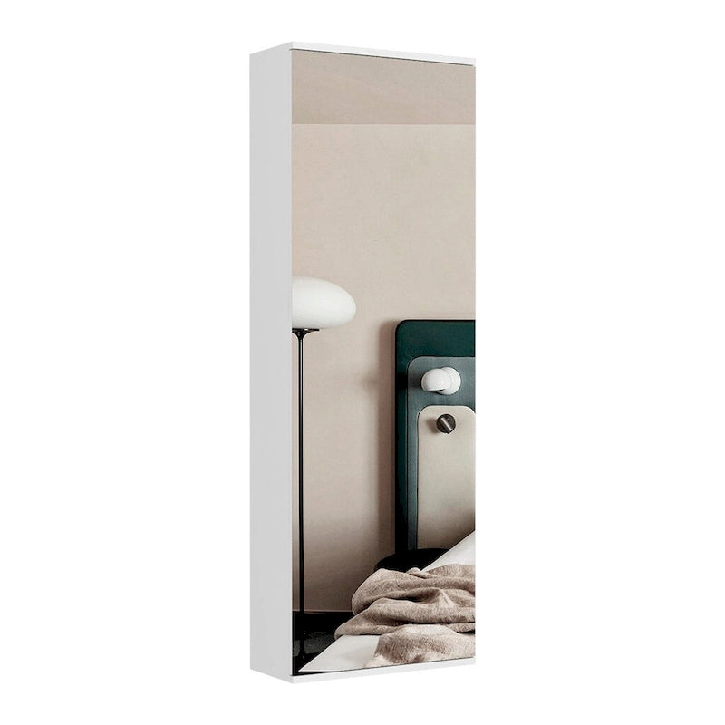 Meuble à chaussures mural avec miroir Chimg, porte simple, finition blanche, haute qualité et durable