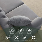 Canapé Chesterfield en velours 79 places pour salon, canapé capitonné avec accoudoirs roulés et têtes de clou, deux oreillers